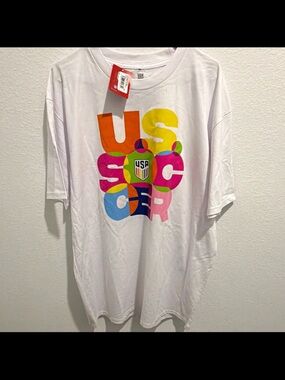 USA Soccer Unisex Pride White Graphic Tee Size2XL